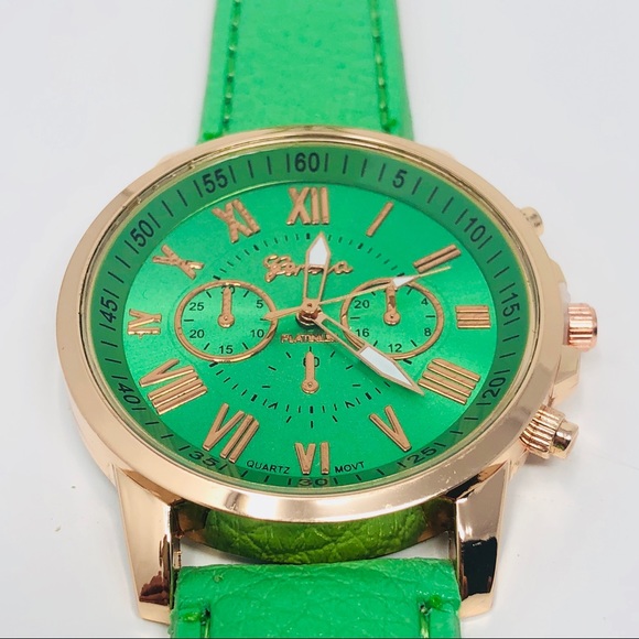 Accessories Lime Green Gold Leather Watch Poshmark